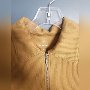 Elevated Basic Everlane Mustard Zipper Polo Long Sleeve Top Medium